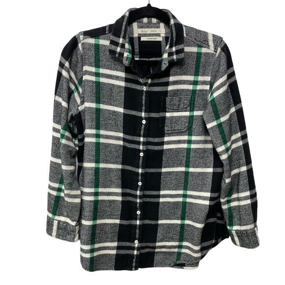 Woolrich Oxbow Bend Button Down Overshirt Plaid Flannel Cotton Black Farm Work S - Picture 1 of 10